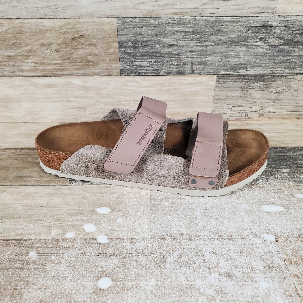 Birkenstock Uji Mens Sandals Sz 13 Taupe Suede Leather Slip On Open Toe